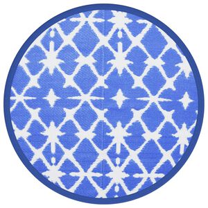 vidaXL Tappeto da Esterno ARAKIL Blu e Bianco &Oslash;160 cm in PP