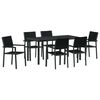 vidaXL Set da Pranzo per Giardino 7 pz Nero