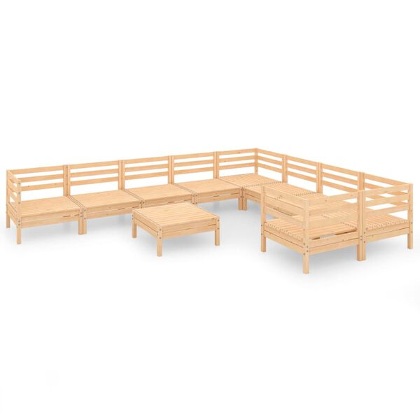 vidaXL Set Salotto da Giardino 10 pz in Legno Massello di Pino