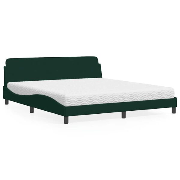 vidaXL Letto con Materasso Dover Verde Scuro 180x200 cm in Velluto