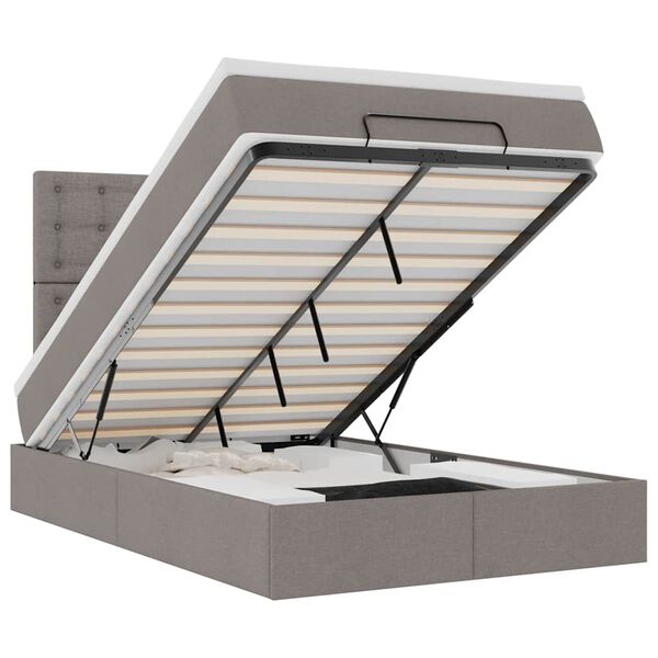 vidaXL Struttura Letto Pouf con Materasso Tortora 120x190 cm Tessuto