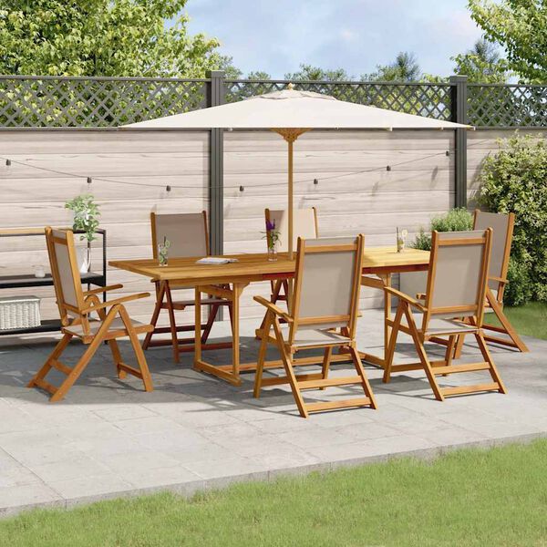 vidaXL Set Pranzo da Giardino 7pz Legno Massello di Acacia e Textilene