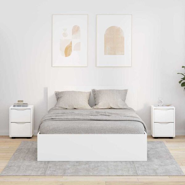 vidaXL Comodini 2 pcs Bianco 30,5 x 30 x 43 cm Legno multistrato