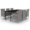 vidaXL Set da Pranzo da Giardino con Cuscini 7 pz Polyrattan e Vetro