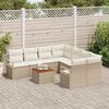 vidaXL Set Divano da Giardino con cuscino 9 pcs Beige polyrattan