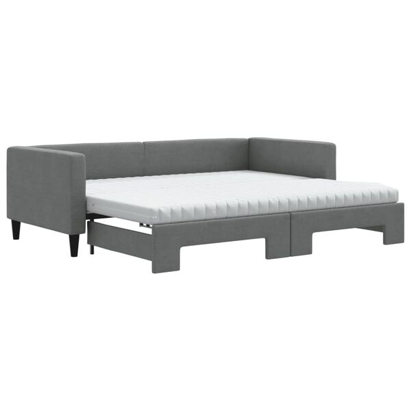 vidaXL Divano Letto Estraibile Materassi Grigio Scuro 90x190cm Tessuto