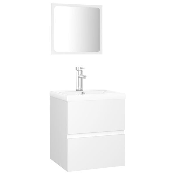 vidaXL Set Mobili da Bagno Bianco in Legno Multistrato