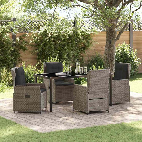 vidaXL Set da Pranzo per Giardino 5 pcs Grigio polyrattan