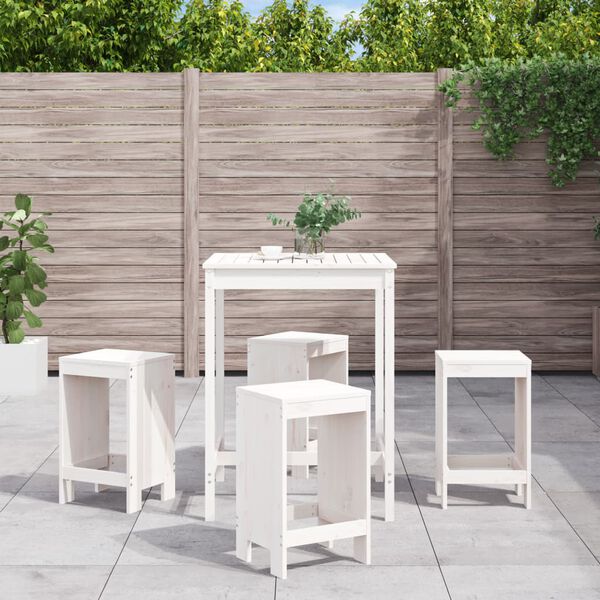 vidaXL Set Bar da Giardino 5 pz Bianco in Legno Massello di Pino