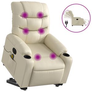 vidaXL Poltrona Alzapersona Elettrica Reclinabile Crema in Similpelle