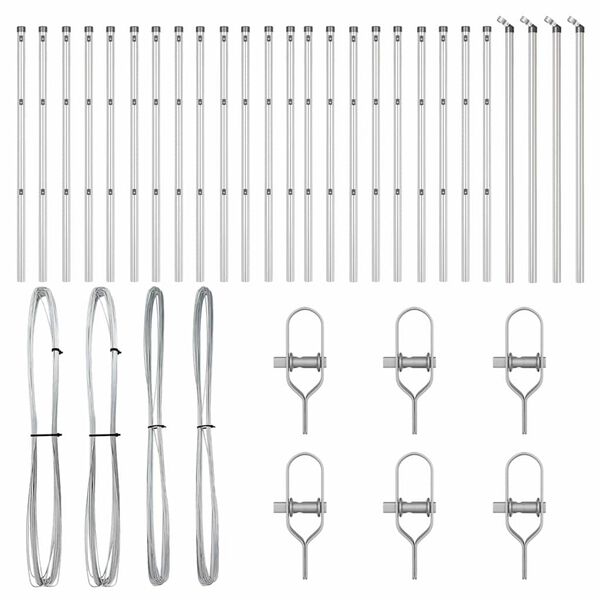 vidaXL Palo della recinzione 26 pcs Grigio 3,2 x 3,2 x 80 cm Acciaio