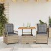 vidaXL Set da Pranzo da Giardino 3 pz con Cuscini Beige in Polyrattan