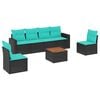 vidaXL Set Divani da Giardino 7 pz con Cuscini Nero in Polyrattan