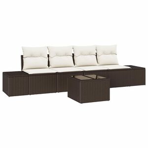 vidaXL Set di divani con cuscino 5 pcs Marrone e Crema polyrattan