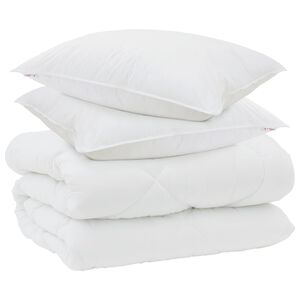 vidaXL Duvet Invernale con cuscino 3 pcs Bianco Microfibra