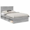 vidaXL Struttura del letto Grigio Sonoma 120 x 190 cm Pino massello
