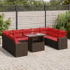 vidaXL Set Divani Giardino 10 pz con Cuscini Polyrattan Marrone Acacia