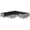 vidaXL Set Divani da Giardino 9 pz con Cuscini Polyrattan Grigio Scuro