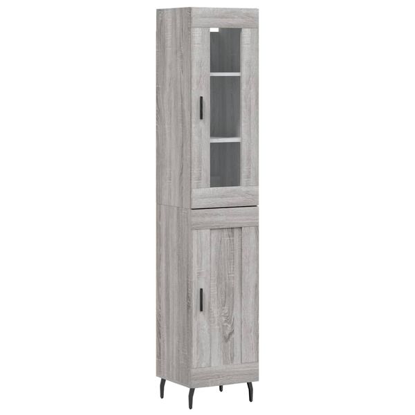 vidaXL Credenza Grigio Sonoma 34,5x34x180 cm in Legno Multistrato