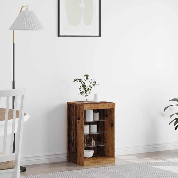 vidaXL Madia LED Legno vecchio 41 x 37 x 67 cm Legno multistrato