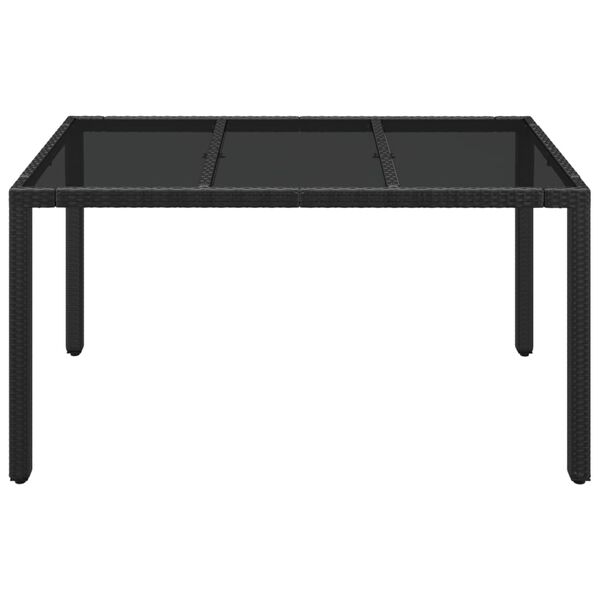 vidaXL Tavolo da Giardino Piano in Vetro Nero 150x90x75 cm Polyrattan