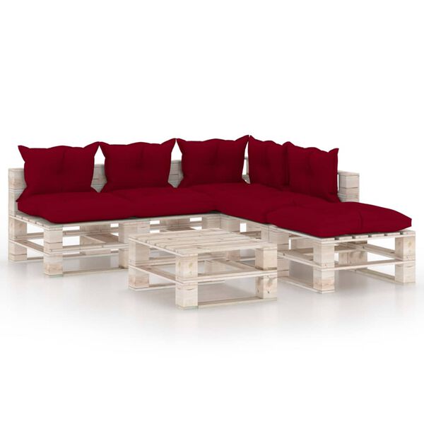 vidaXL Set Salotto Giardino su Pallet Cuscini 6 pz in Legno di Pino