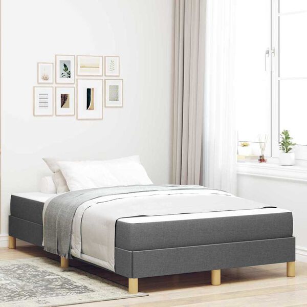 vidaXL Letto a molle con materasso Grigio scuro 120 x 190 cm Tessuto