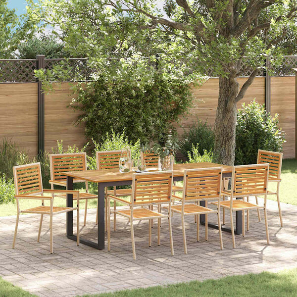 vidaXL Set da Pranzo per Giardino 9 pcs Beige Legno di Acacia Massello