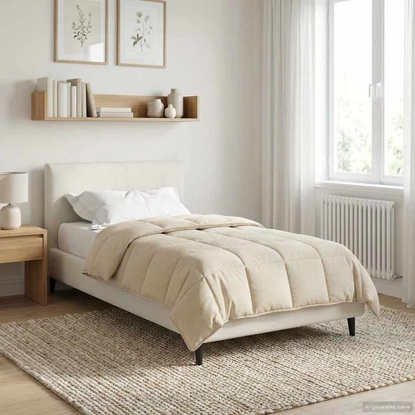 vidaXL Duvet Estivo Crema 135 x 200 cm Microfibra e Fleece Teddy