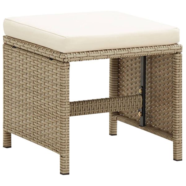 vidaXL Sgabelli da Giardino 2 pz con Cuscini in Polyrattan Beige