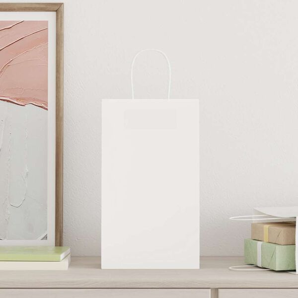 vidaXL Sacchetti di Carta 50 pz con Manici Bianchi 21x11x36 cm