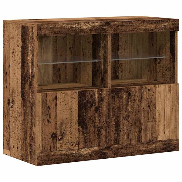 vidaXL Madia LED Marrone 81 x 37 x 66,5 cm Legno multistrato