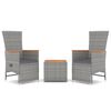 vidaXL Set Mobili Giardino 3pz Grigio Polyrattan Legno Massello Acacia