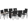 vidaXL Set da Pranzo per Giardino 9 pcs Nero polyrattan