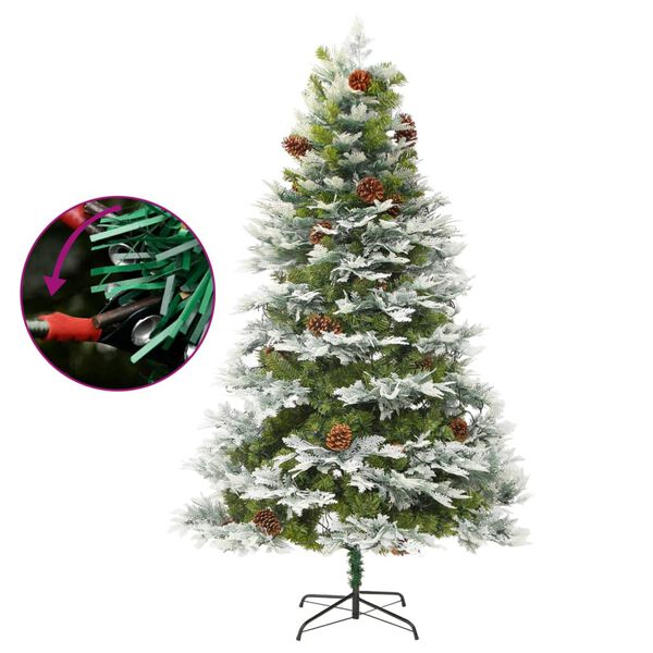 vidaXL Albero di Natale Preilluminato con Pigne Verde 225 cm PVC e PE