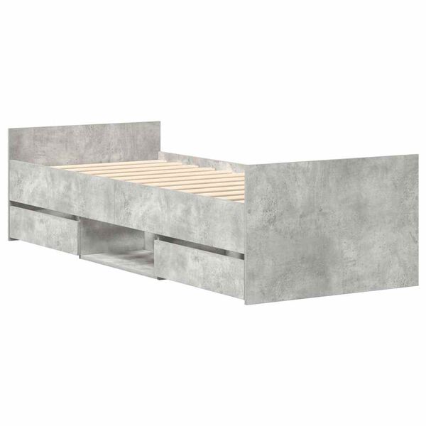 vidaXL Giroletto con Testiera e Pediera Grigio Cemento 90x190 cm
