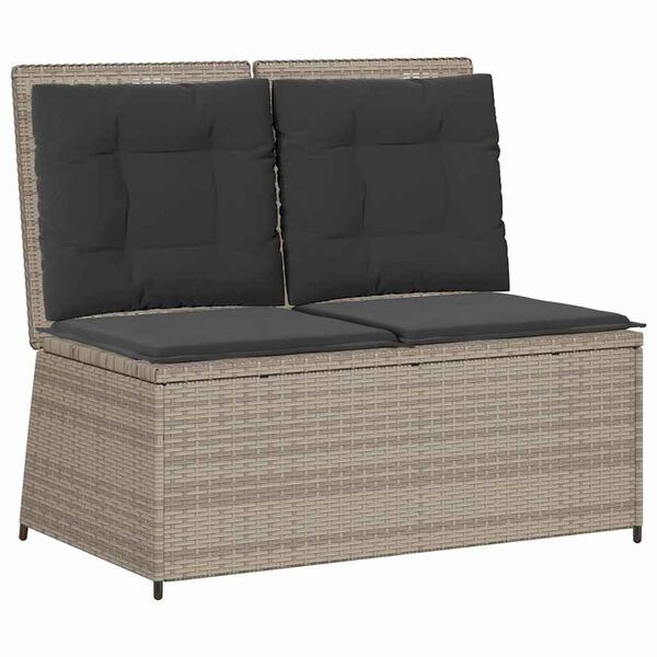 vidaXL Panchina da giardino con cuscino Grigio chiaro Poly Rattan