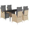 vidaXL Set Pranzo da Giardino 5 pz con Cuscini Beige Misto Polyrattan