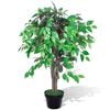 vidaXL Albero Ficus Artificiale con Vaso 90 cm