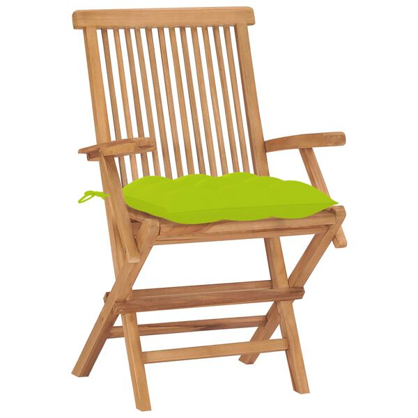 vidaXL Sedie Giardino 2pz con Cuscini Verde Chiaro Legno Massello Teak