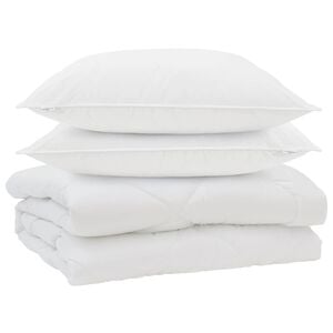 vidaXL Piumone con cuscino 3 pcs Bianco Microfibra