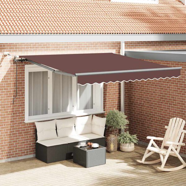vidaXL Tenda da Sole Retrattile Automatica con LED Marrone 300x250 cm