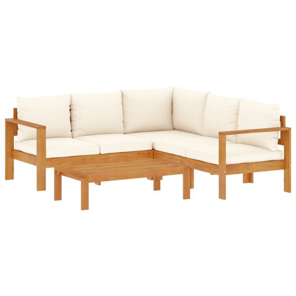 vidaXL Set Divani da Giardino 4pz con Cuscini Legno Massello di Acacia