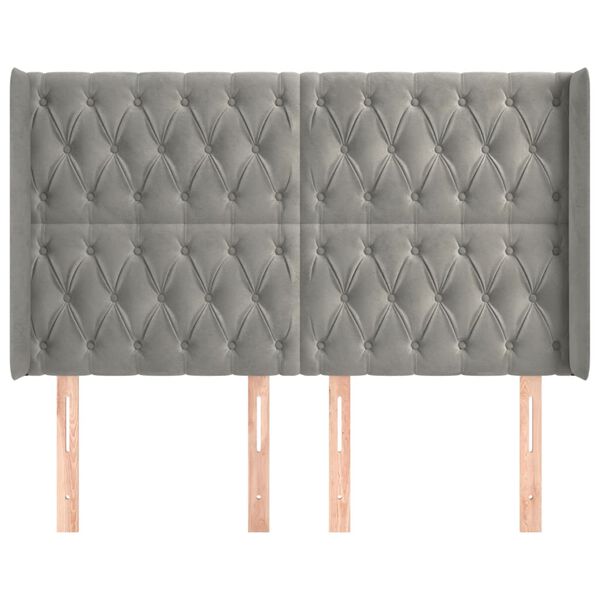 vidaXL Testiera ad Orecchio Grigio Chiaro 147x16x118/128 cm in Velluto