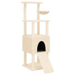 vidaXL Albero per Gatti con Tiragraffi in Sisal Crema 153 cm