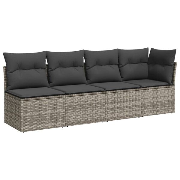 vidaXL Set Divano da Giardino 8 pz con Cuscini Grigio in Polyrattan