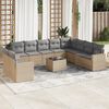 vidaXL Set Divani da Giardino 11 pz con Cuscini Beige in Polyrattan