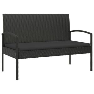 vidaXL Panca da Giardino con Cuscino Nera 105 cm in Polyrattan