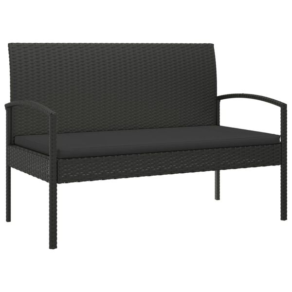 vidaXL Panca da Giardino con Cuscino Nera 105 cm in Polyrattan