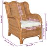 vidaXL Poltrona con Cuscino Marrone Chiaro in Rattan Naturale e Lino
